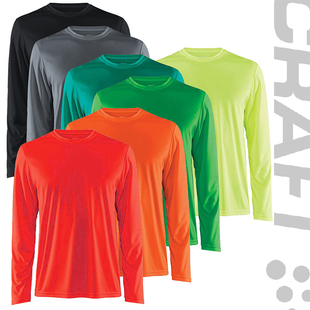 瑞典craft男款户外运动跑步速干弹力宽松圆领头套长袖体恤1907121
