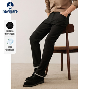 百搭小脚裤 Navigare意大利小帆船蓝色休闲裤 彷牛仔裤 新款 子 男秋季