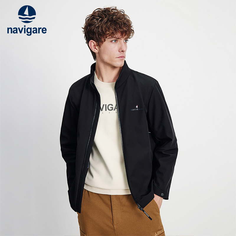 Navigare意大利小帆船一体绒立领夹克男2025秋冬新款三防通勤外套