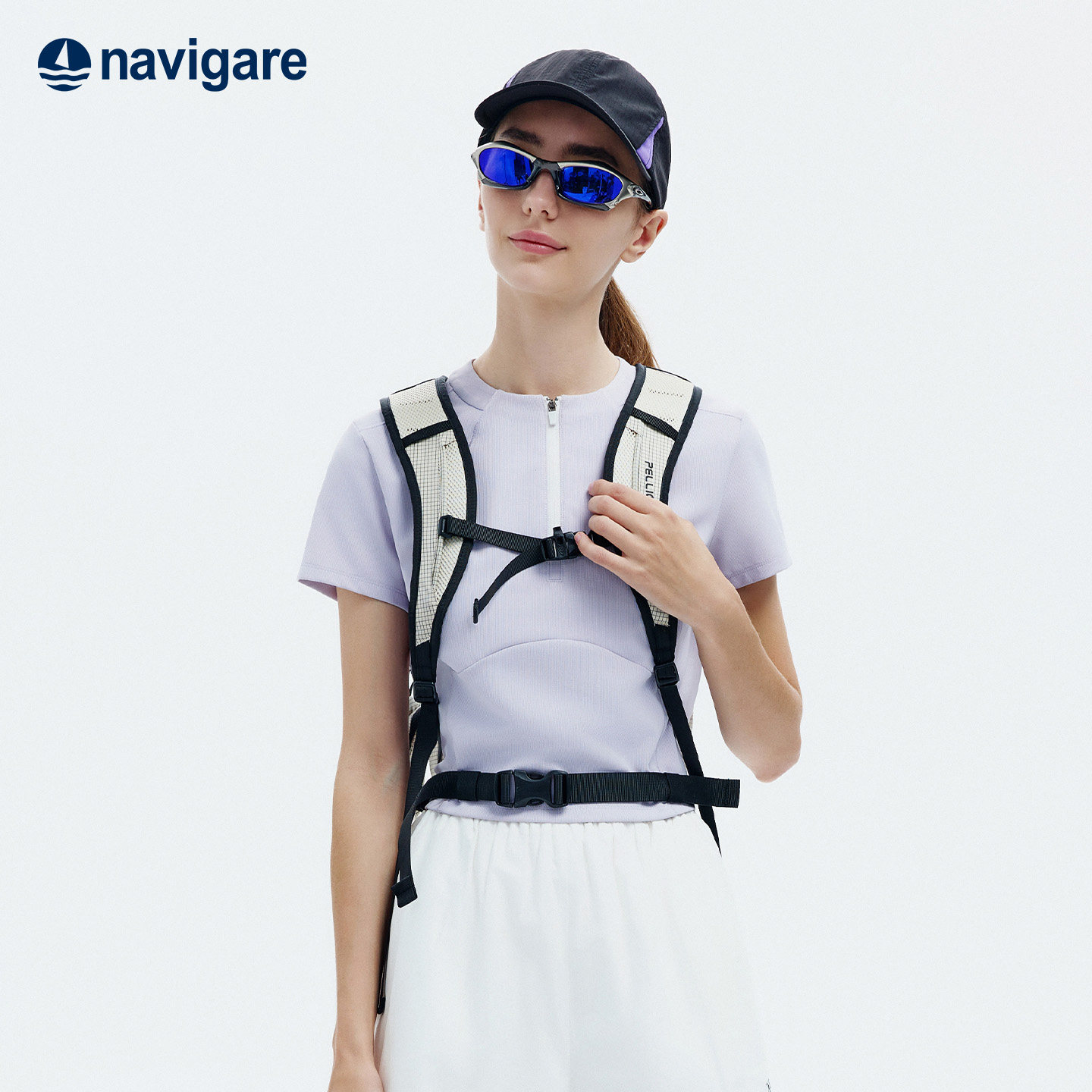 Navigare意大利小帆船紫色运动短袖T恤女2026夏季修身套