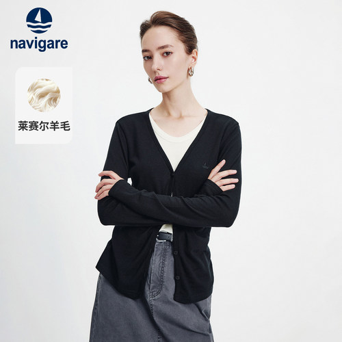 Navigare假两件休闲长袖针织衫