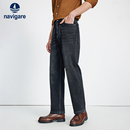 通勤直筒裤 2025秋冬新款 男士 Navigare意大利小帆船磨毛休闲牛仔裤