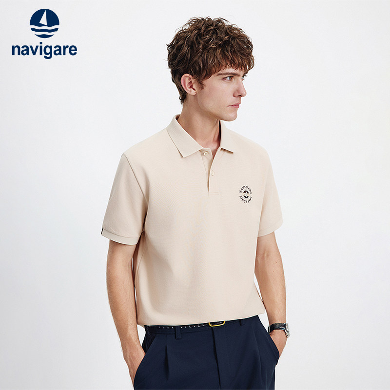 Navigare意大利小帆船卡其色短袖POLO衫男2026夏季休