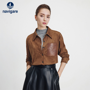麂皮绒长袖 Navigare意大利小帆船工装 新款 外套女2025秋季 衬衣 衬衫