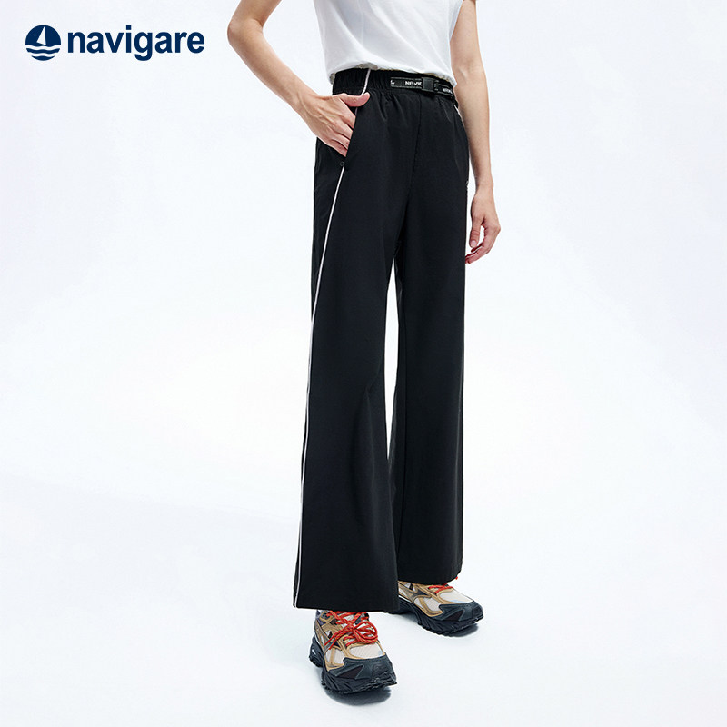 Navigare意大利小帆船黑色轻薄休闲裤女2026春夏新款户外