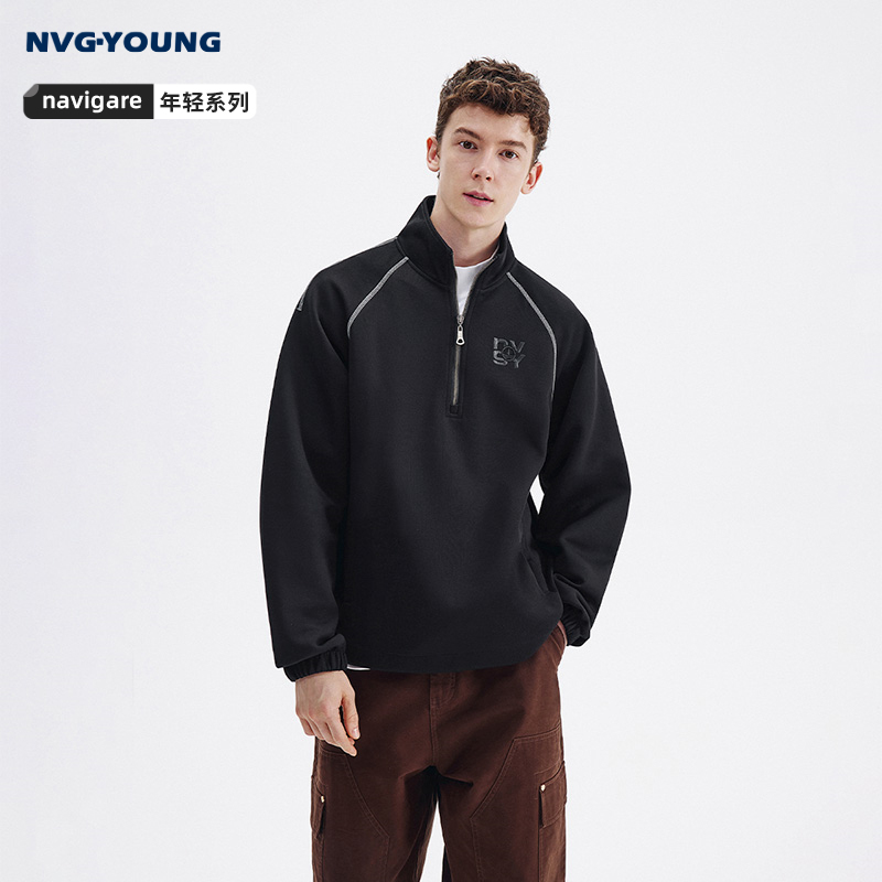 Navigare半开领宽松套头卫衣