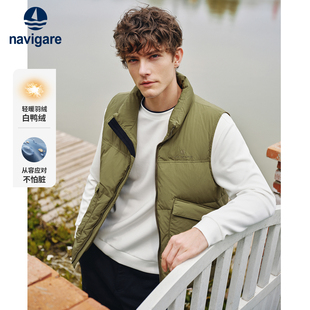 Navigare意大利小帆船立领保暖羽绒马甲男冬季新款通勤背心