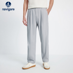 休闲裤 Navigare意大利小帆船棉麻薄款 男2026春夏阔腿锥形裤 凉感