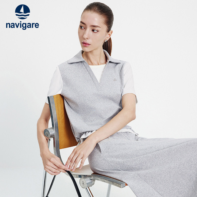 Navigare意大利小帆船宽松显瘦POLO衫女短袖2026夏季