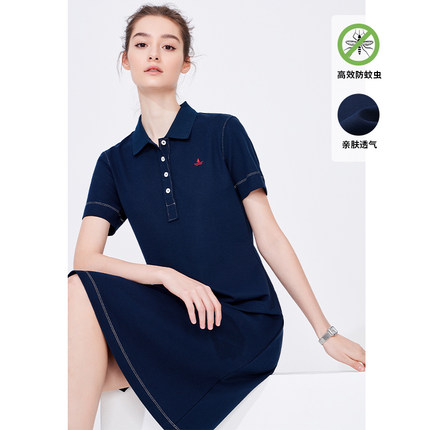 [防蚊]Navigare意大利小帆船显瘦Polo连衣裙女夏季短袖休闲裙子