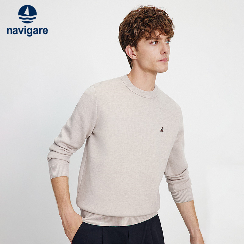 Navigare圆领通勤一体绒针织衫