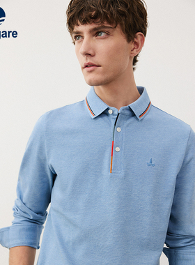 [纯棉]Navigare意大利小帆船蓝色长袖polo衫男秋季休闲翻领t恤