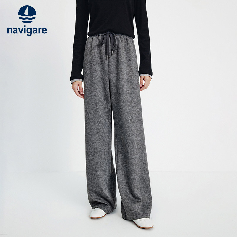 Navigare意大利小帆船灰色弹力休闲裤女2026春夏新款复古