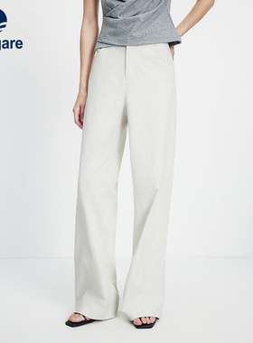 Navigare意大利小帆船白色直筒休闲裤女2026春夏新款高腰百搭长裤