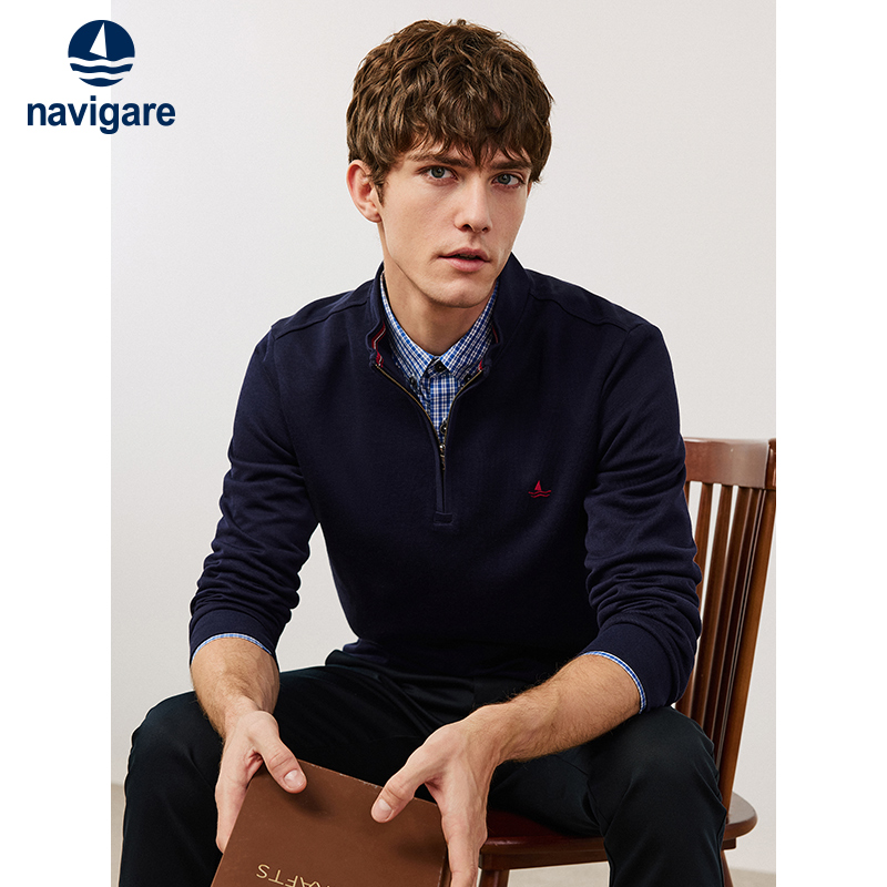 Navigare通勤立领长袖T恤