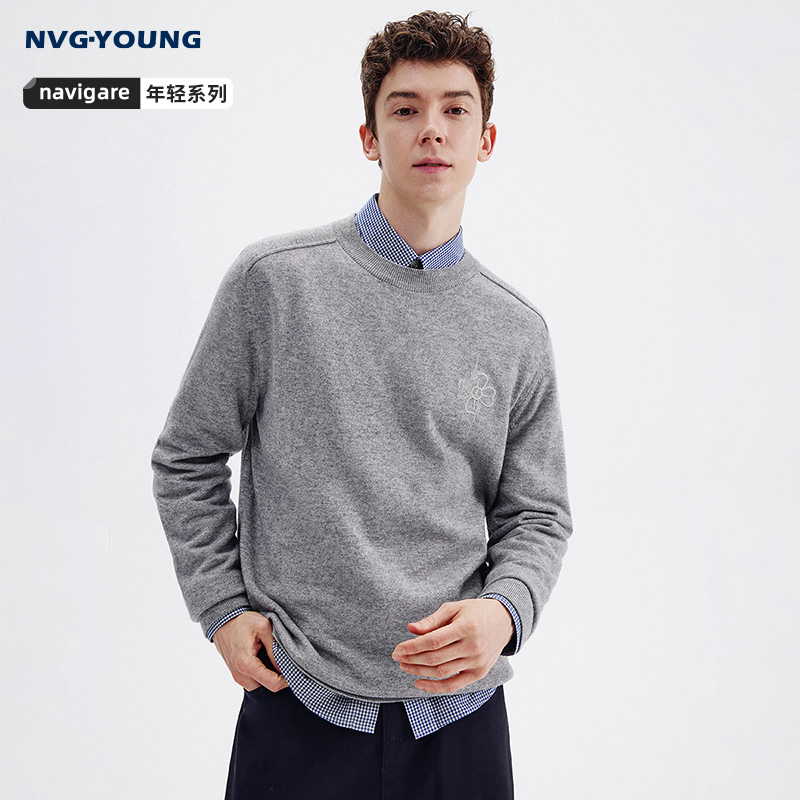 Navigare羊毛圆领弹力针织衫