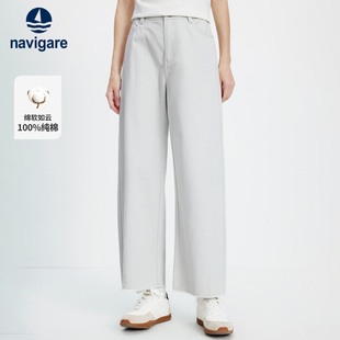 通勤香蕉裤 新款 子 女2026春季 Navigare意大利小帆船纯棉灰色牛仔裤