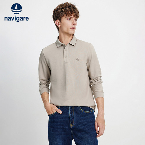 Navigare通勤抗菌长袖POLO衫