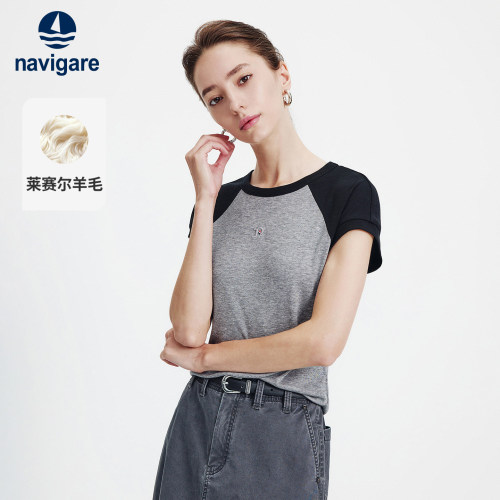 Navigare薄款弹力修身短袖T恤
