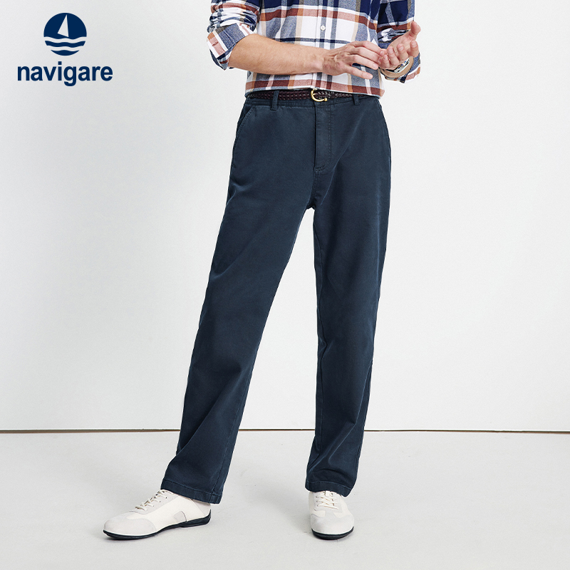 Navigare磨毛通勤直筒休闲裤