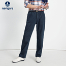 Navigare意大利小帆船通勤磨毛休闲裤男士2025秋季新款弹力直筒裤