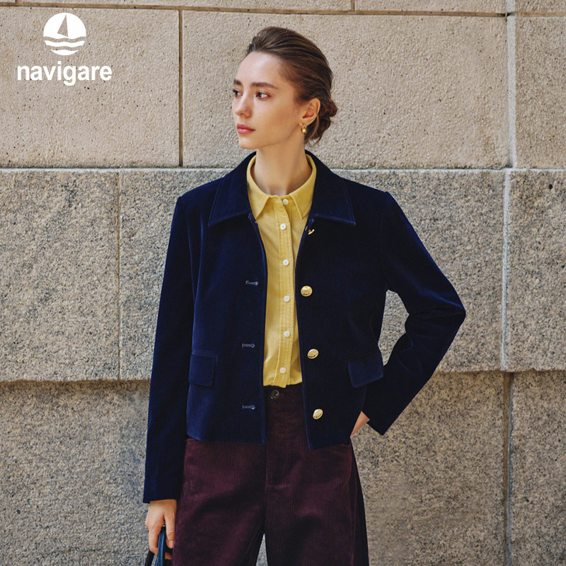 Navigare意大利小帆船复古短款外套女士秋季新款翻领通勤夹克衫,女装/女士精品,短外套,淘宝优惠券,粉丝福利购,淘宝优惠卷