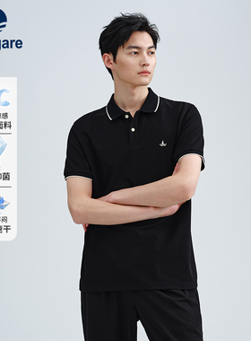 Navigare意大利小帆船黑色翻领短袖T恤男25夏季新款凉感polo衫男