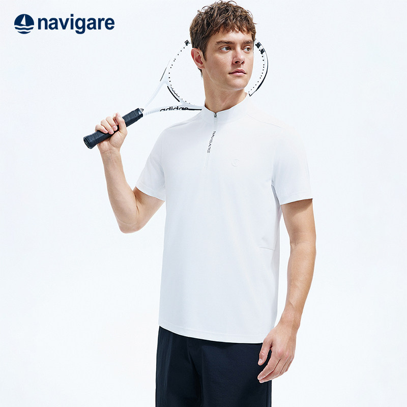 Navigare意大利小帆船白色运动POLO衫男2026夏季轻薄