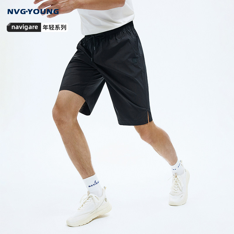 Navigare意大利小帆船黑色轻薄休闲短裤男2026春夏百搭沙