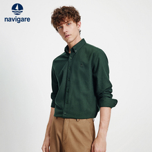 Navigare意大利小帆船纯色长袖衬衫男25秋季新款休闲羊毛衬衣外套