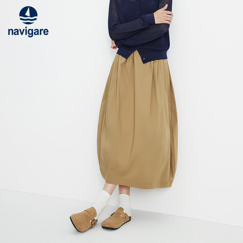 Navigare意大利小帆船高腰花苞裙女半身裙2026春夏新款通