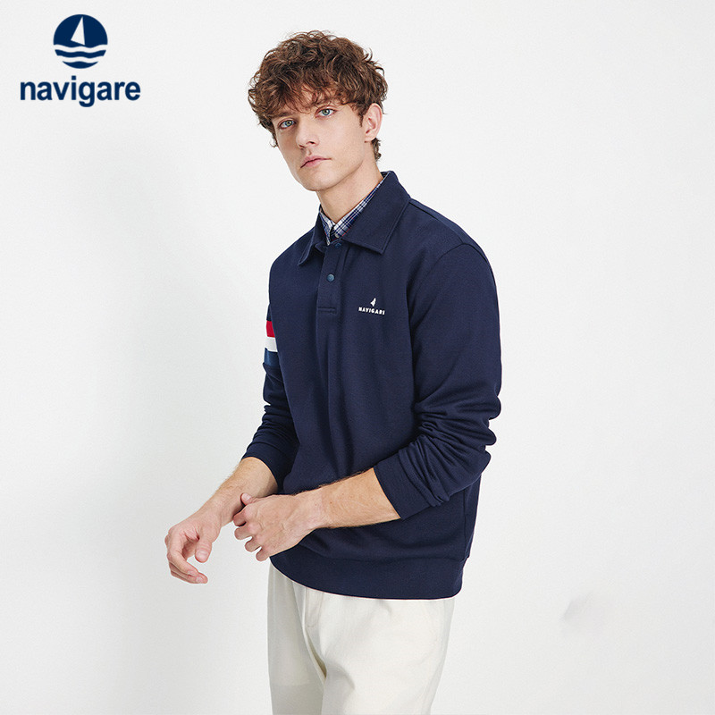 Navigare意大利小帆船休闲长袖POLO衫男25秋季新款老钱