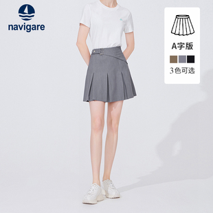 小个子设计感裙裤 Navigare意大利小帆船灰色显瘦休闲短裤 女夏季