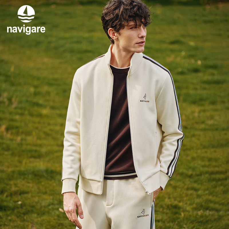 Navigare意大利小帆船立领磨毛夹克外套男25秋冬新品休闲开