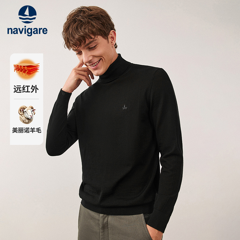 Navigare高领纯羊毛针织衫
