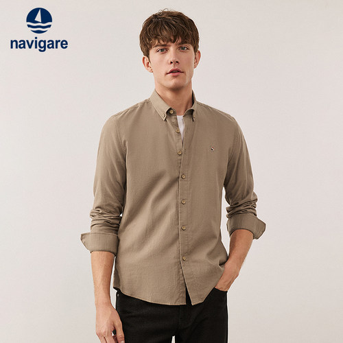 Navigare纯棉磨毛长袖衬衫