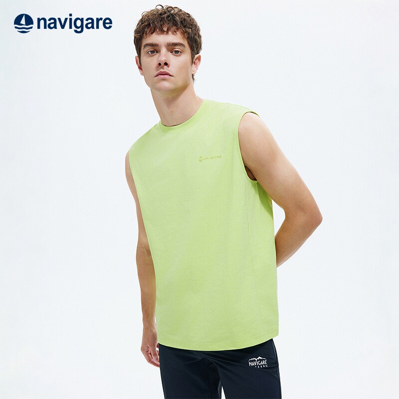 Navigare意大利小帆船春夏休闲圆领上衣男士2026新款微阔户外背心