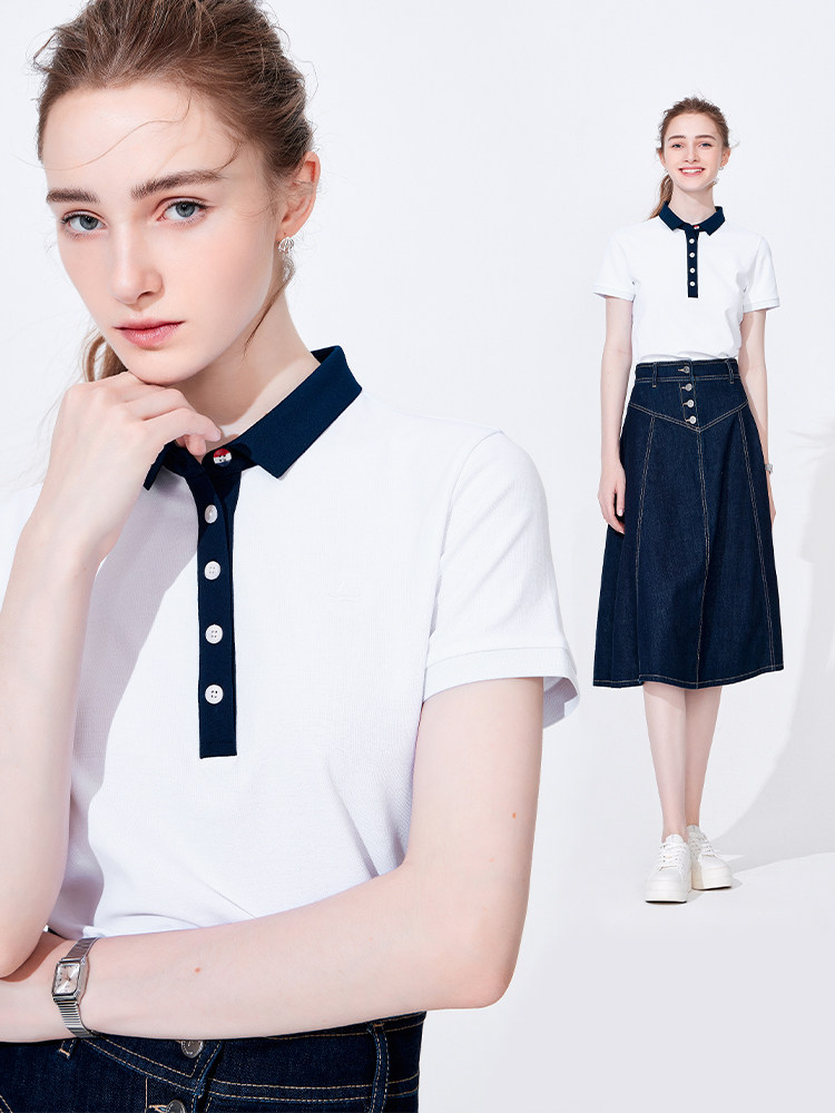 NAVIGARE ITALY SMALL SAILING SHIP WHITE SHORT SLEEVE POLO SHIRT WOMENS SUMMER SMALL MAN SLIM FIT CONTRAST T-SHIRT