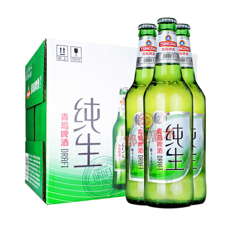 青岛啤酒 青岛纯生600ml*12瓶/箱 瓶装 纯生啤酒上海包邮