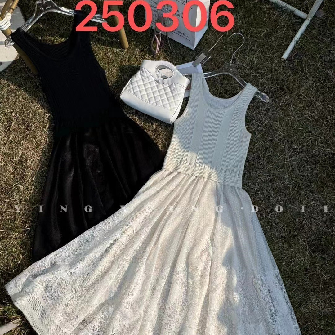 欧洲站2025春季蕾丝花边背心裙