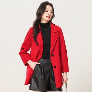 HS239新款时尚气质秋冬100羊毛毛呢外套2025冬时尚气质显瘦大衣