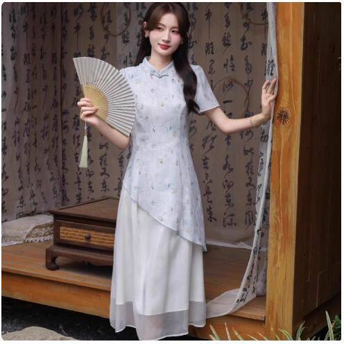 HL15连衣裙女2026夏季新款新中式国风显瘦气质连衣裙中年女妈妈装