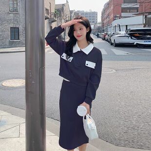 HT580套装女两件春秋新2026年流行休闲运动风卫衣半身裙时尚洋气