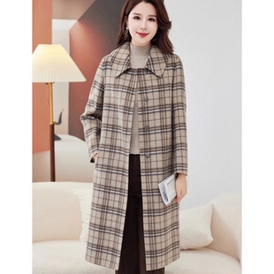 HS280双面呢大衣2025年秋冬季格子呢子大衣女高端品牌中长款外套