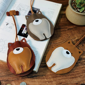 moze出品 真皮手工缝制创意小狗钥匙收纳包抽拉式 钥匙包钥匙扣