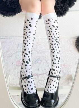 袜子女春夏超薄jk袜黑白斑点黑白牛奶袜袜女日系