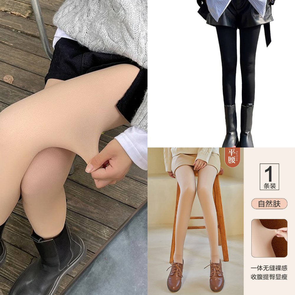 袋装打底裤大码女士外穿双层裤加绒加厚保暖裤水光袜