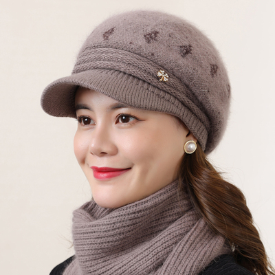 保暖加绒针织帽中老年妈妈