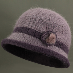 秋冬天女士棉帽子加绒保暖妈妈中老年人毛线帽奶奶老太太针织盆帽