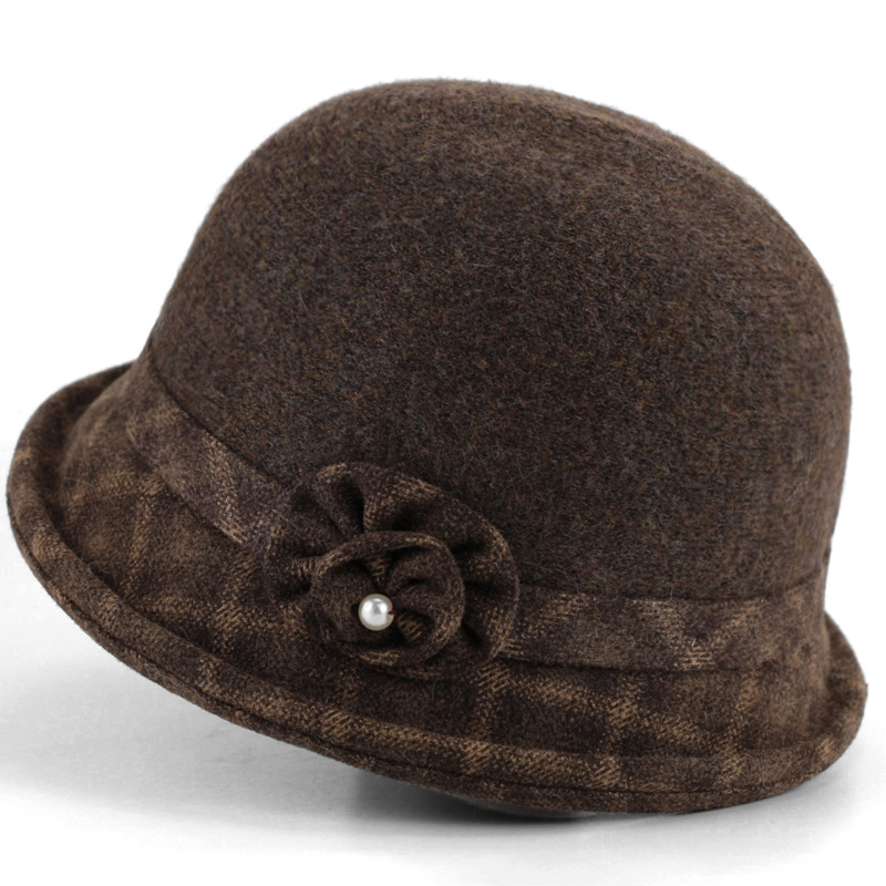 加绒保暖毛呢妈妈渔夫帽